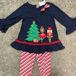 Counting Daisies Navy Top and Striped Leggings Set